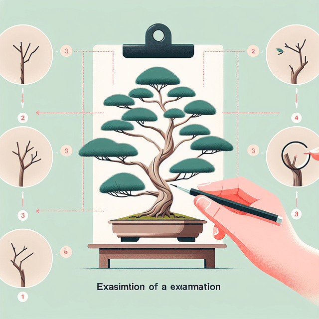 examining juniper bonsai branch structure
