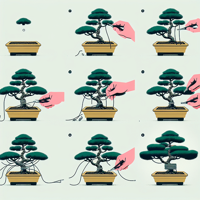 checking wiring on a juniper bonsai for adjustments