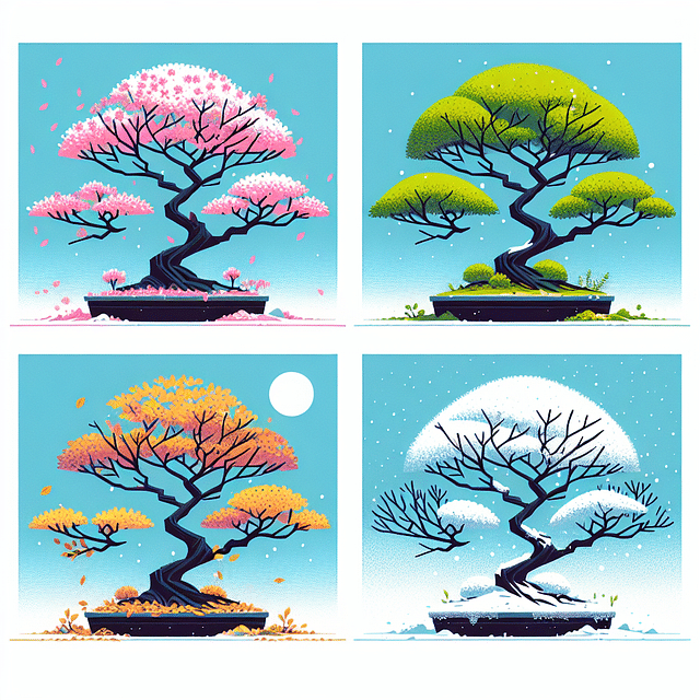bonsai tree through the seasons