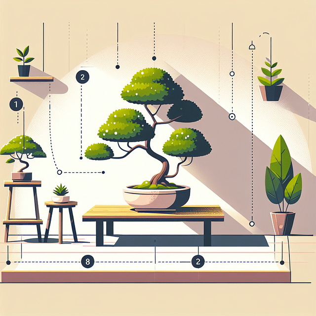 bonsai tree placed in a bright room corner