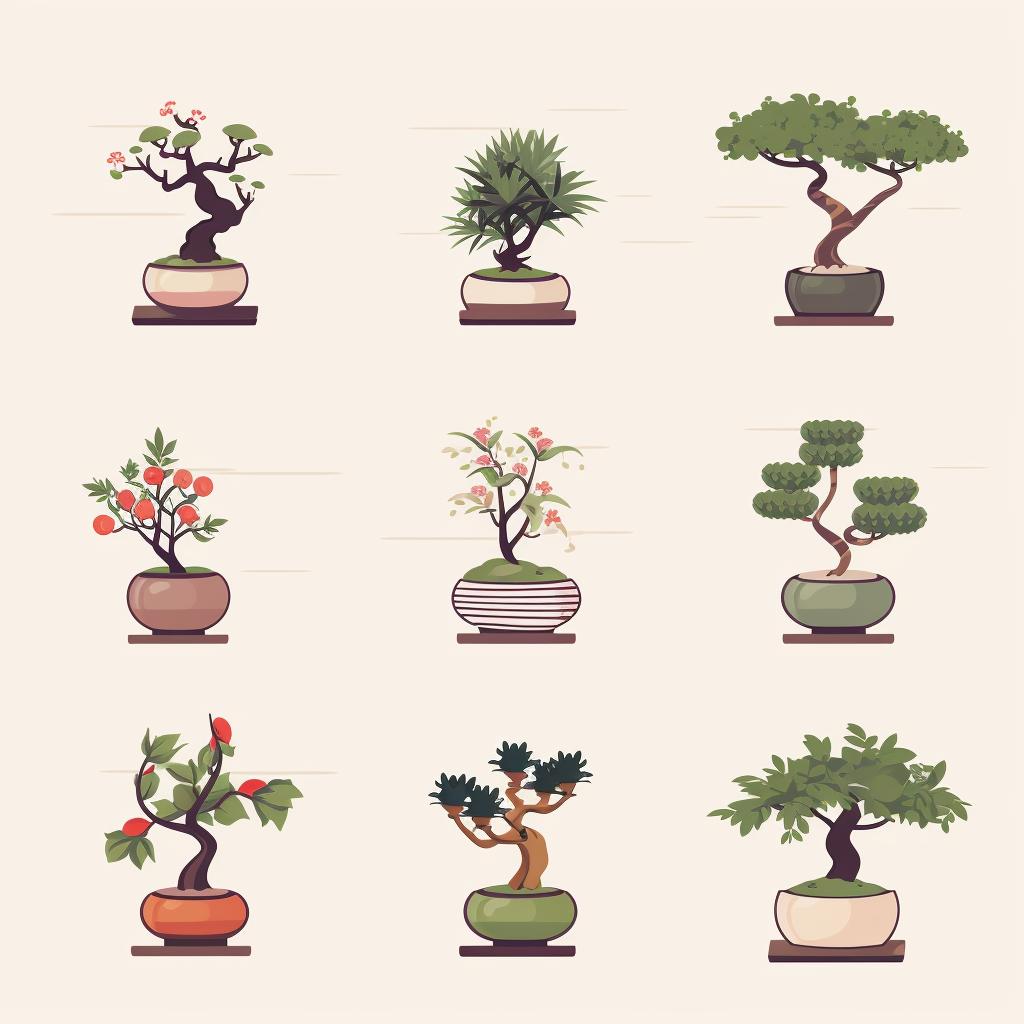 A variety of bonsai trees to choose from