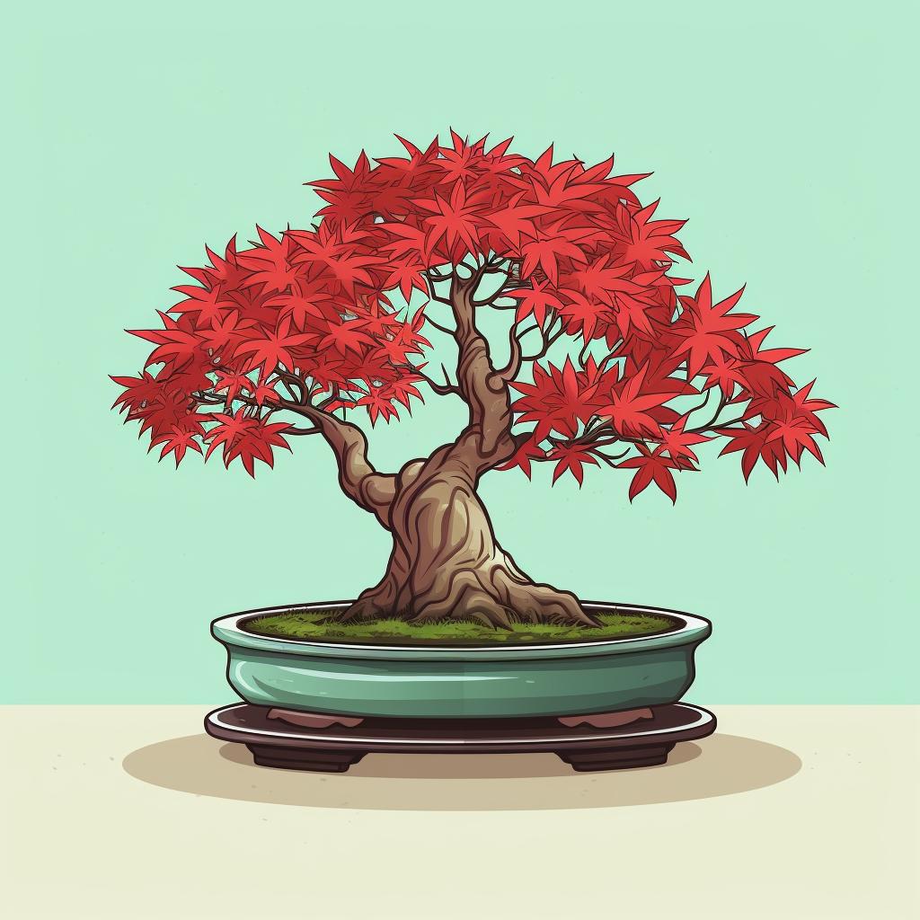 Clean Japanese Maple Bonsai in a shaded area after pruning