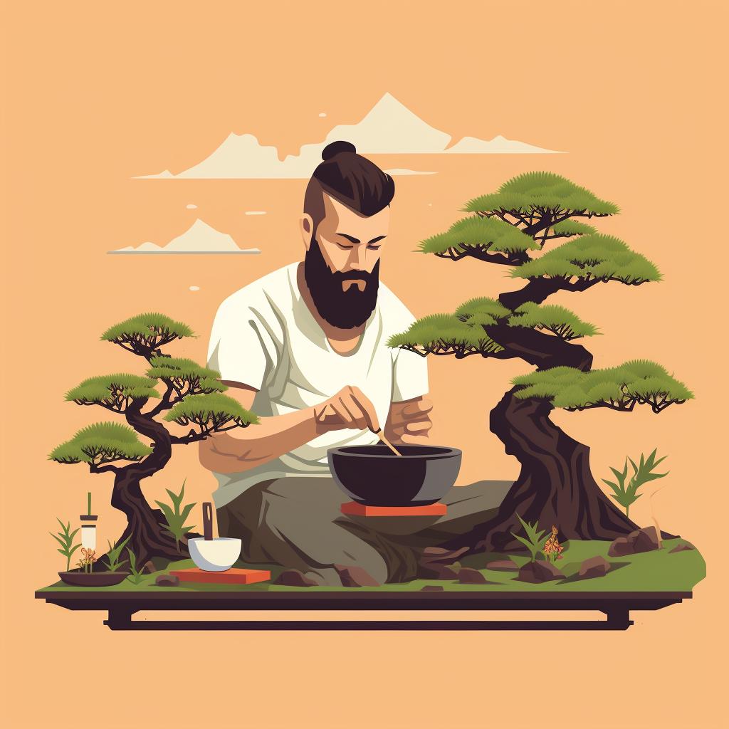 A bonsai enthusiast identifying their bonsai species