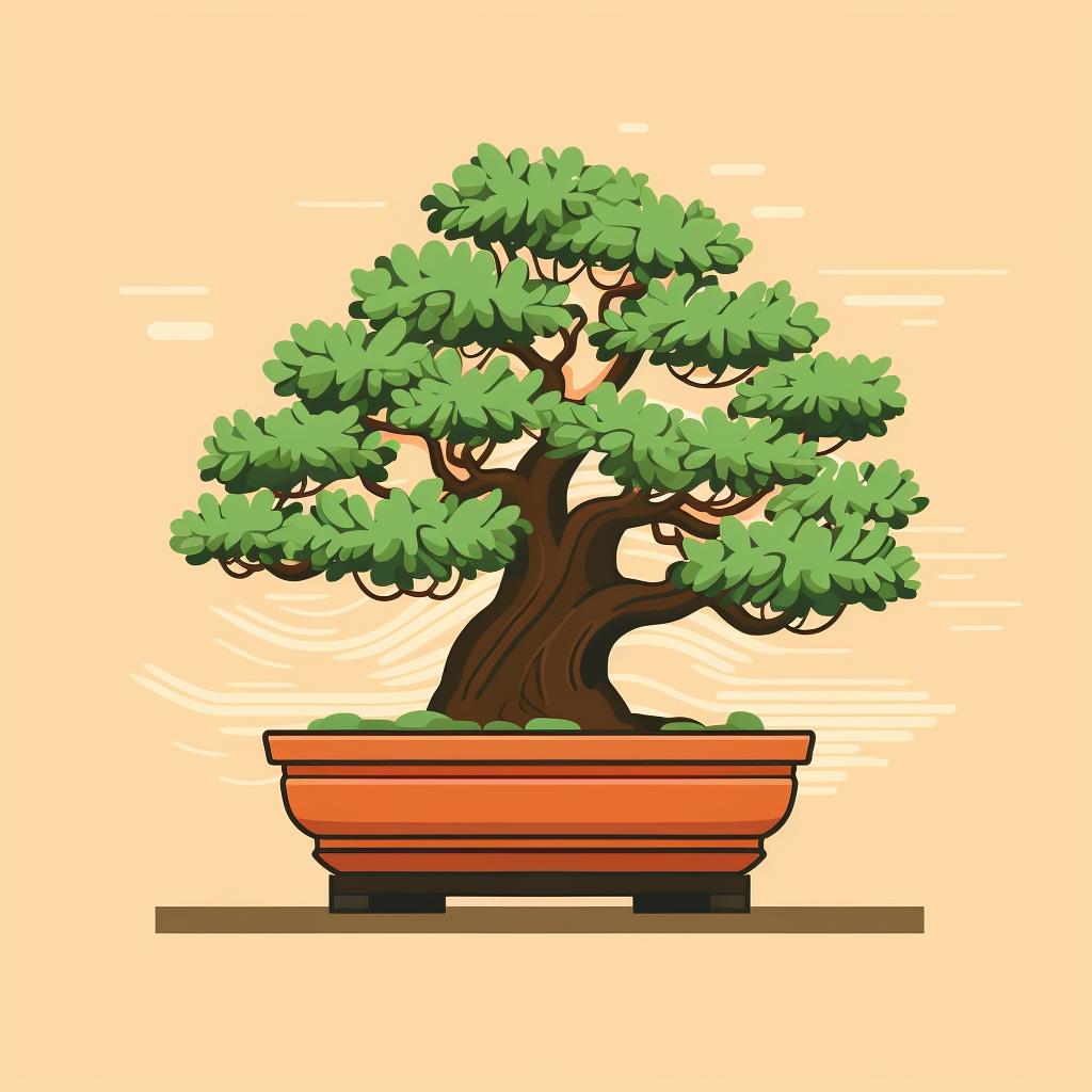 A bonsai tree in a perfectly sized pot