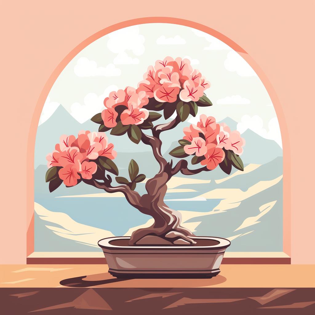 Desert rose bonsai placed near a sunny window