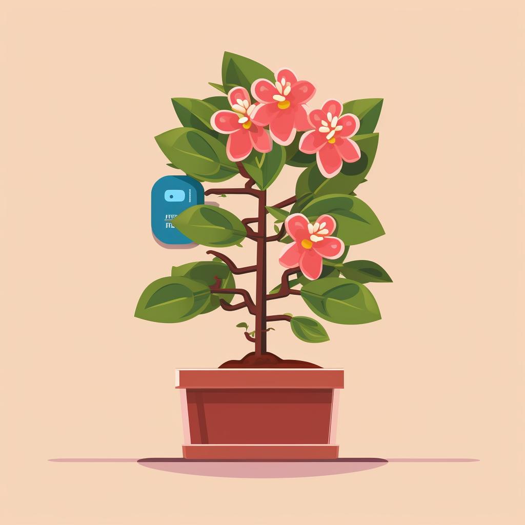 Thermometer showing ideal temperature for desert rose bonsai