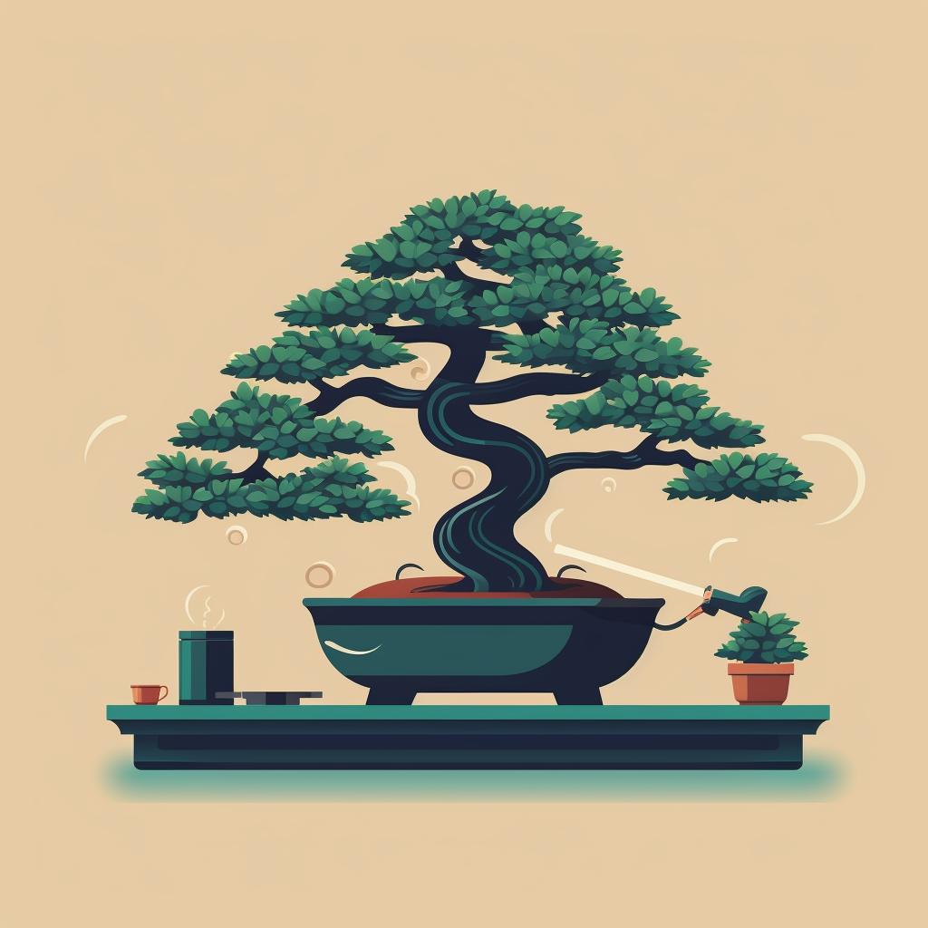 Bonsai tree being refined with smaller cuts