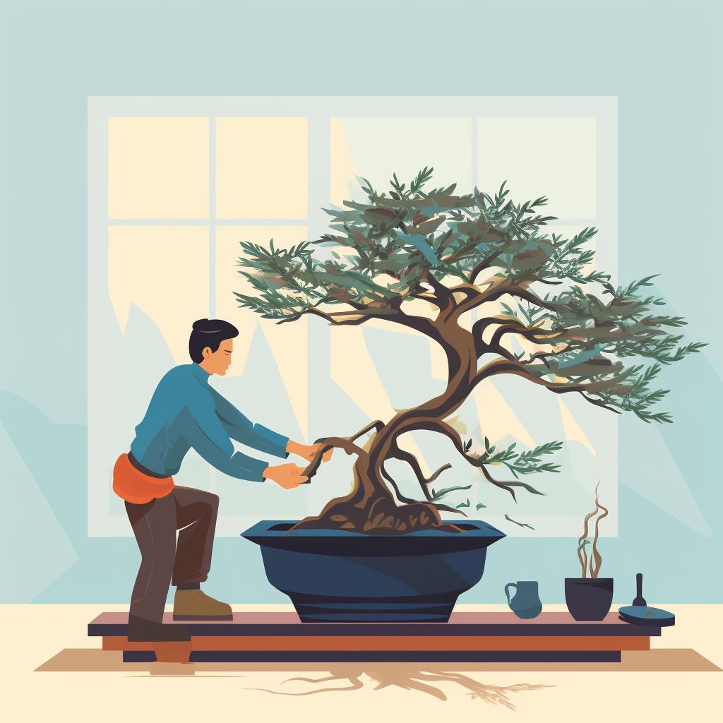 Chinese Elm Bonsai being moved indoors during winter