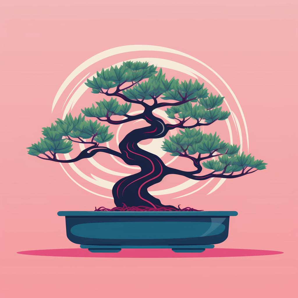 Close-up of a bonsai tree with wire on its branches