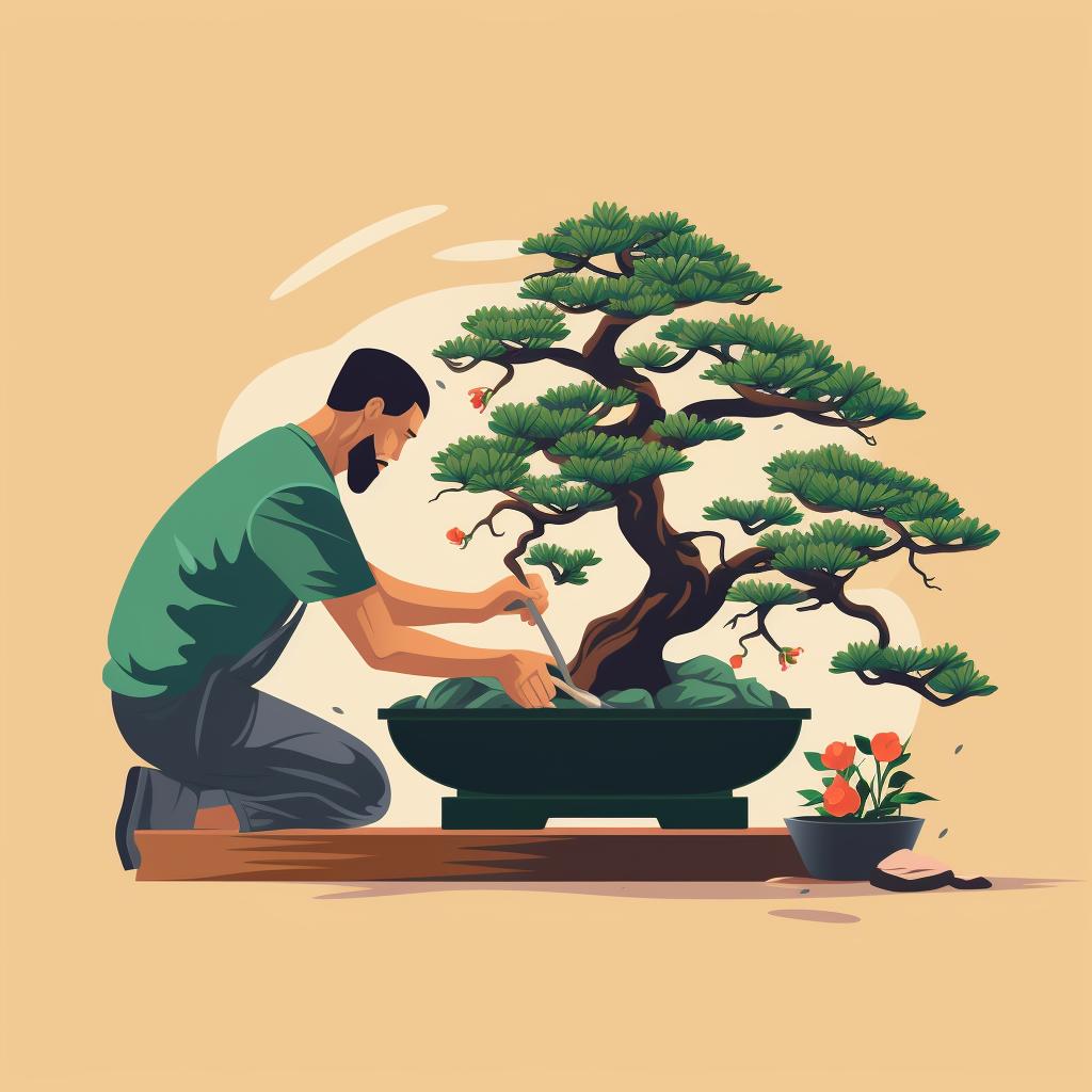 Repeating the treatment process on a bonsai tree